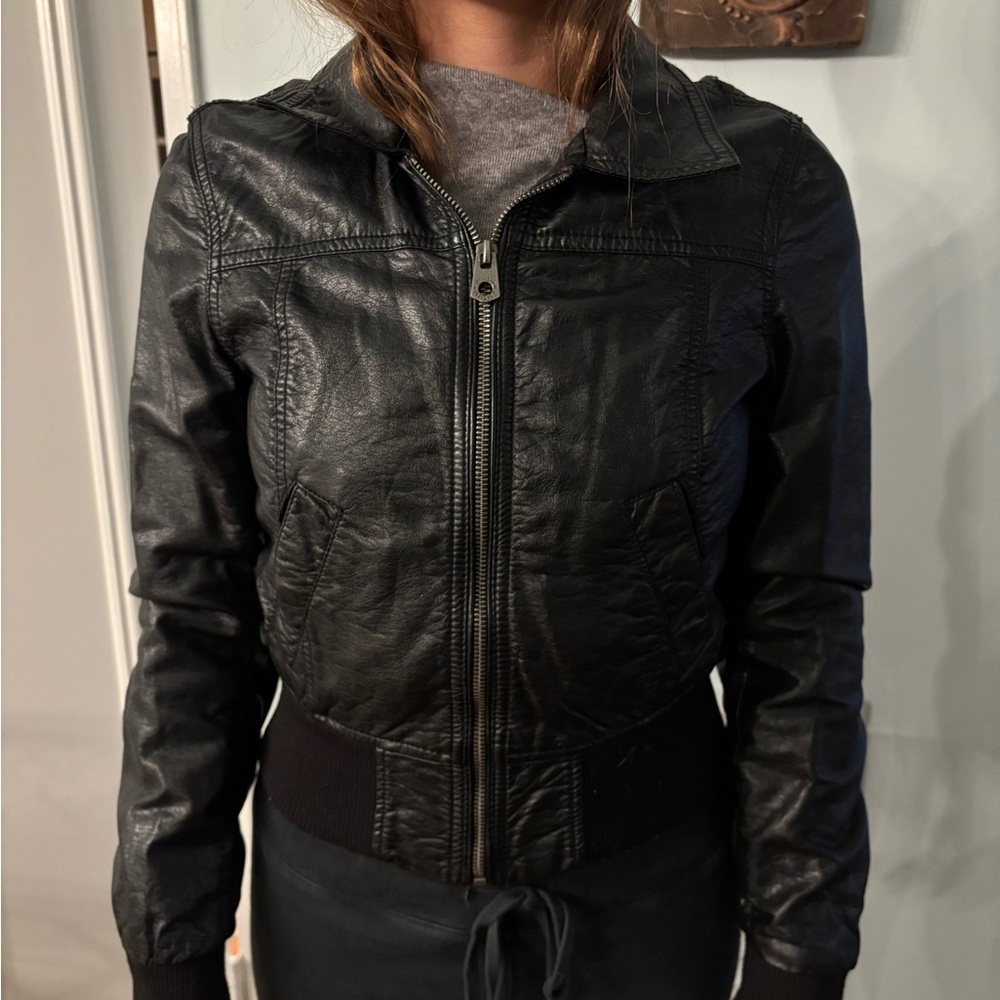 H&M Black Leather Jacket for Women